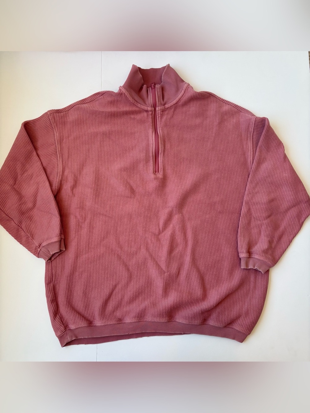 Aerie Half-Zip Ribbed Oversized Sweater Pullover - Dusty Rose Small
